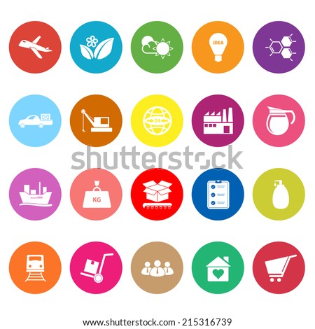 Supply chain and logistic flat icons on white background, stock vector