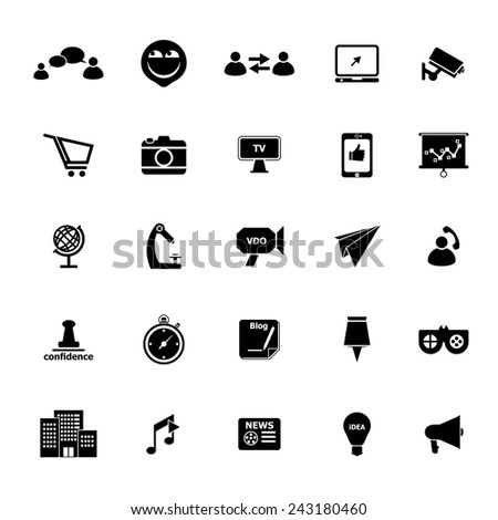 Media marketing icons on white background, stock vector