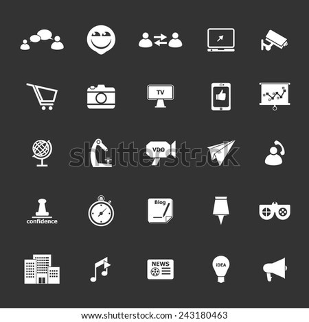 Media marketing icons on gray background, stock vector
