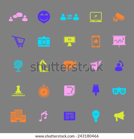 Media marketing color icons on gray background, stock vector