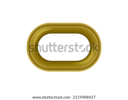 Oval brass grommet or metallic eyelet template realistic vector illustration isolated on white background. Metal grommet fashion fittings for curtains and clothing.