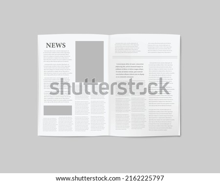 Template is a spread of paper news, newspaper, vector illustration. Paper newspaper, mockup for text. Daily business press, template, mockup