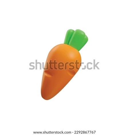 Cute carrot in 3d style, vector illustration isolated on white background. Fresh root vegetable. Concepts of food and cooking. Colorful spring vegetable.