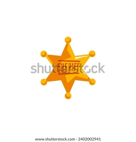 Sheriffs police star badge icon for wild west themes, flat vector illustration isolated on white background. American Sheriff star for deputy and authority.