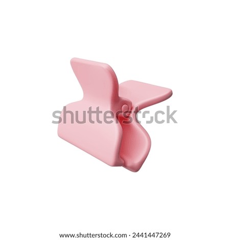 Hairpin 3D style icon. Cartoon pink hair accessory. Hair-clip, hairgrip or barrette hairdresser equipment. Vector realistic render illustration of girlish hairstyle item isolated. Barber salon tool