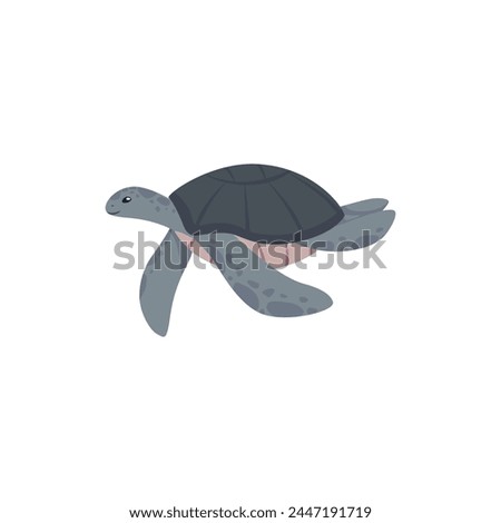 Vector illustration of a floating sea turtle with spotted fins, side view, in a flat style. Illustrations of marine animals are ideal for creating ocean-themed logos and icons.