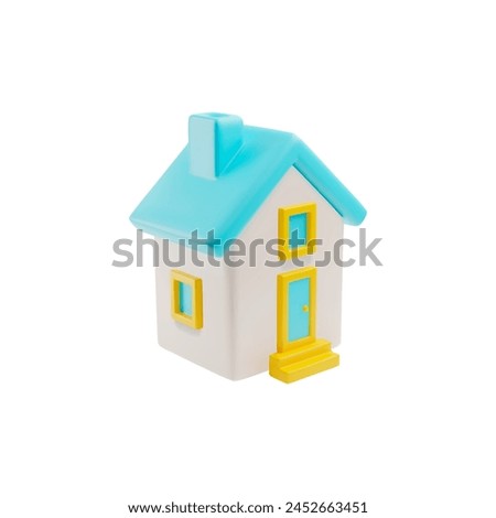 House building with chimney pipe 3D style vector illustration. Cartoon cute isometric home, hotel or office apartment isolated. Real estate construction icon. Volumetric kids toy, game asset