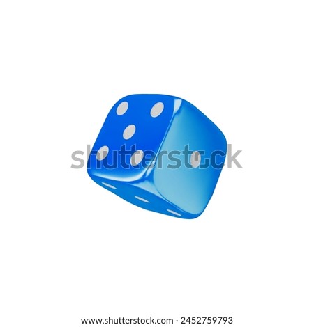 3D dice. Vector blue hexagonal cube with dots, ideal for casino, gambling and table games. An important isolated element of a three-dimensional dice in game design.