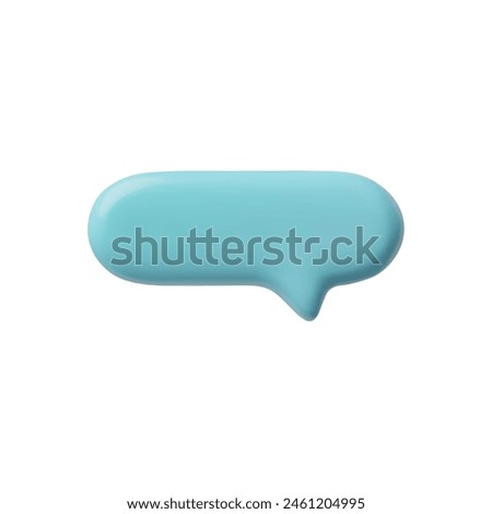 Vector 3D illustration of a social media dialog box icon representing an empty blue oval shaped chat bubble on an isolated background, ideal for communication design.