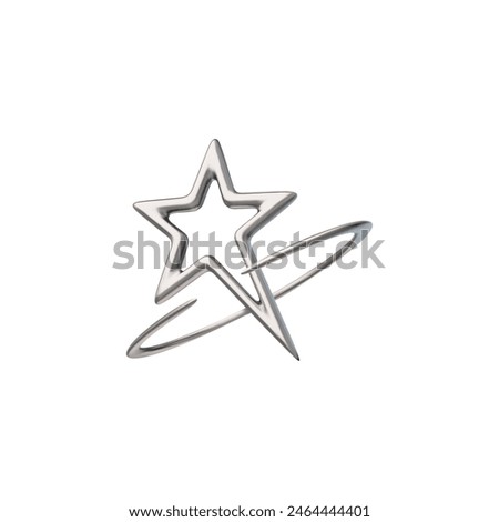 3D glossy chrome star shape in Y2K style vector illustration. Render 3d silver melting, steel fluid form isolated on white. Voluminous alloy galaxy emoji, metal liquid cosmic icon