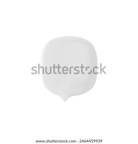 Rounded square white speech bubble with a centered tail. Vector illustration of a 3D speech bubble icon with smooth surfaces and realistic shadows. Ideal for chat, communication, and messaging designs