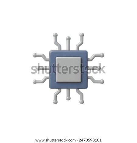 Artificial intelligence digital chip graphics. Vector 3D illustration showcasing an artificial intelligence chip on an isolated background, ideal for technology-related visuals.