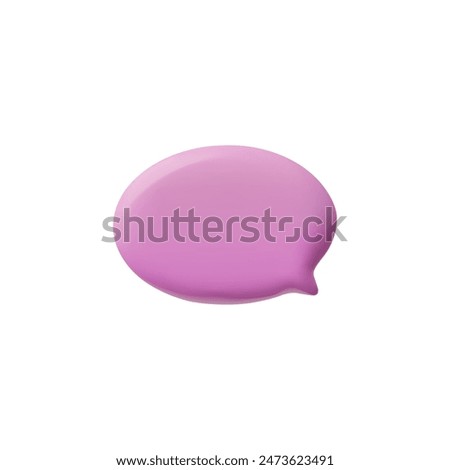 3D glossy pink empty speech bubble vector illustration. Render oval text bubble volume form. Social media chat message icon, dialogue cloud 3d talking window, chatting box, talk blank