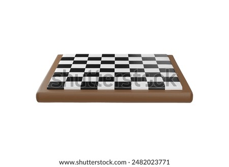 3d standard empty wooden chessboard. Board game. Playing field. A competitive logic game for two players. Template. Isometric. Vector illustration isolated on white background.