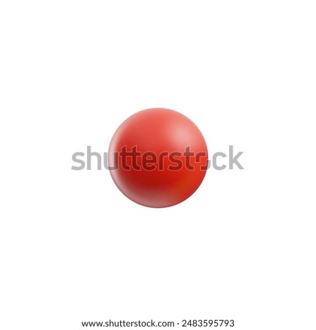 Red sphere 3D model icon. Geometric round figure glossy surface vector render illustration isolated. Volumetric ball shape, plastic toy block. Realistic game metaverse concept