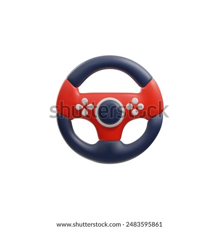 Realistic steering wheel gamepad 3D plastic style vector icon. Portable video game equipment with buttons. Handheld gadget device for pc race emulation. Game wireless controller console gamepad