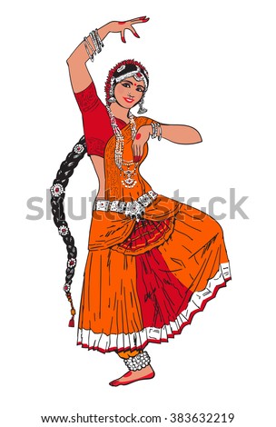 Bollywood Star. Dancing Girl. Indian Dance. Oriental Girl Dancing On A ...