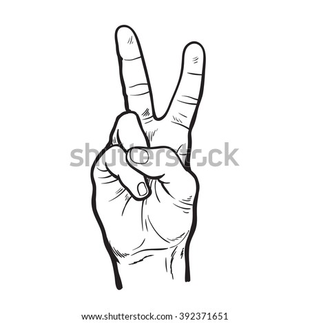 Contour hand, Two fingers, vector iilustration sketch style