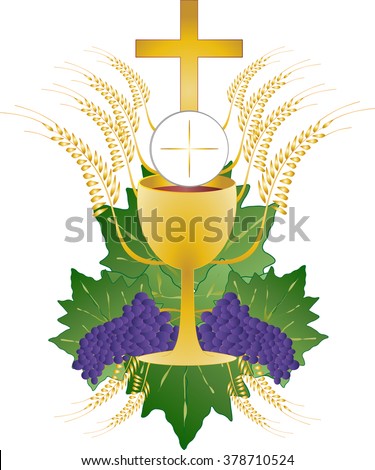 Eucharist Symbol Of Bread And Wine, Chalice And Host, With Wheat Ears ...