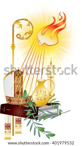 Sacrament Of Confirmation, Symbolic Vector Drawing Illustration, With ...