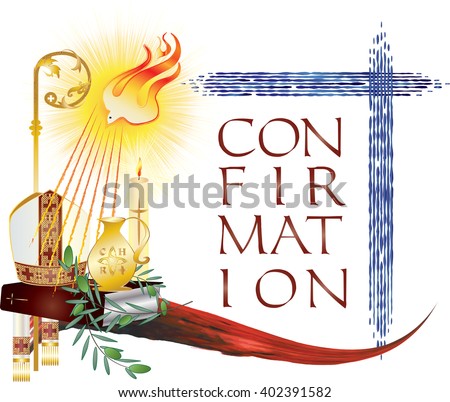 Sacrament Of Confirmation, Symbolic Vector Drawing Illustration, With ...