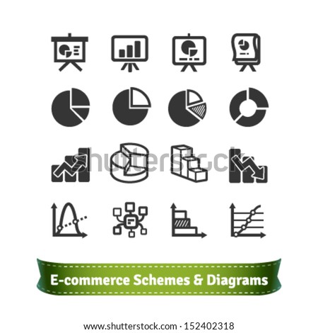 Scheme and Diagram Icons for Presentation in E-commerce, Statistics, Finance and Business Areas