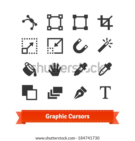 Art and graphic designer cursors icon set. EPS10 vector.