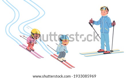 Similar – Image, Stock Photo happy child girl skiing in winter snowy forest