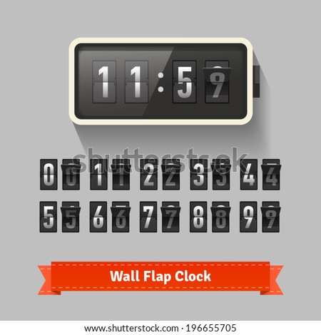 Wall flap clock, number counter template, all digits with flips. Also suitable for 2014-2015 countdown. Highly editable EPS10.