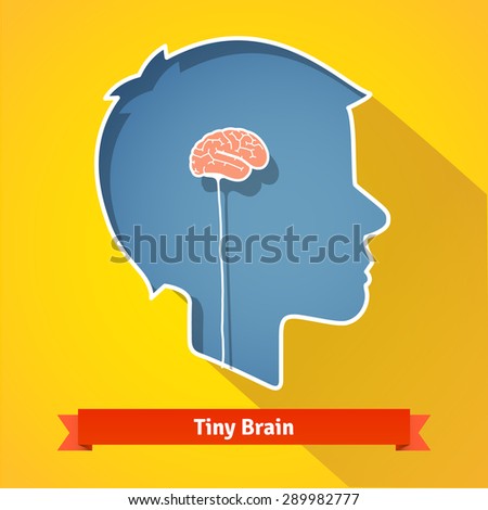 Tiny small underdeveloped or dried up brain. Flat vector icon.