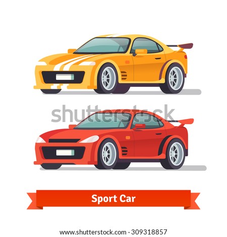 Race sport car. Supercar tuning. Flat style vector illustration isolated on white background.