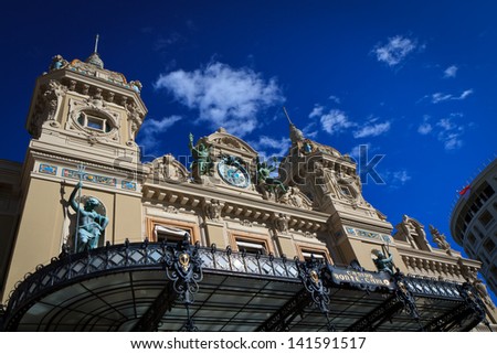 MONTE CARLO - MAY 24: Front facade of Monte Carlo\'s Casino on May 24, 2013 in Monte Carlo. Gambling business has been main source of income for Monaco for a long time in the past.