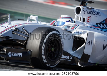BARCELONA - FEBRUARY 19: Susie Wolff of Williams Martini Racing F1 team at Formula One Test Days at Catalunya circuit on February 19, 2015 in Barcelona, Spain.