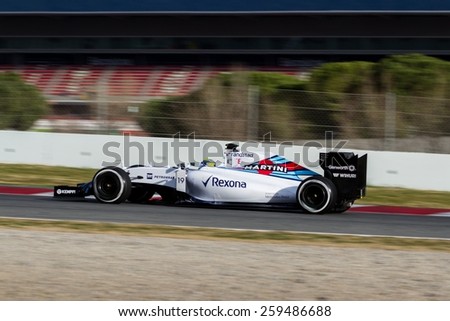 BARCELONA - FEBRUARY 26: Felipe Massa of Williams Martini Racing F1 team at Formula One Test Days at Catalunya circuit on February 26, 2015 in Barcelona, Spain.