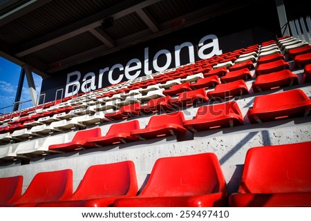 BARCELONA - FEBRUARY 27: Main grandstand at Catalunya circuit on February 27, 2015 in Barcelona, Spain.