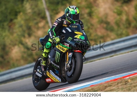 BRNO, CZ - AUGUST 15: Pol Espargaro of Monster Yamaha Tech 3 team at Czech Republic Grand Prix on August 15, 2015 in Brno, Czech Republic.
