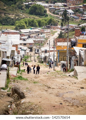 BOGOTA, COLOMBIA - MARCH 23: Ciudad Bolivar in the capital of Colombia on March 23, 2012. Ciudad BolÃ?Â­var is the 19th locality in the Capital District of BogotÃ?Â¡ and is known as one of the poorests.