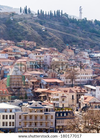 TBILISI, GEORGIA - MARCH 01, 2014: The old town of Tbilisi, the capital of Georgia. The old town is famous for its typical colorful architecture.