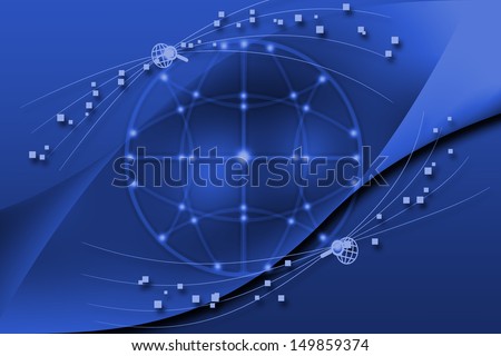 Concept of global business navy blue background