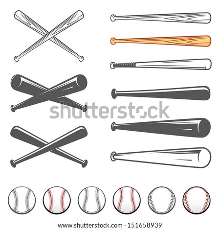 Set of baseball club emblem design elements