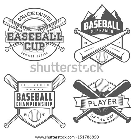 Set of vintage baseball labels and badges