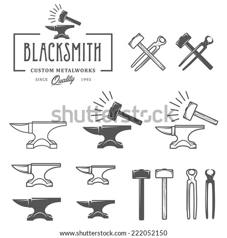 Vintage blacksmith labels and design elements