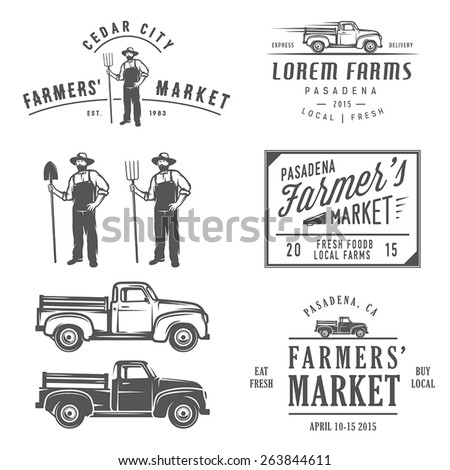 Vintage farming labels, badges and design elements