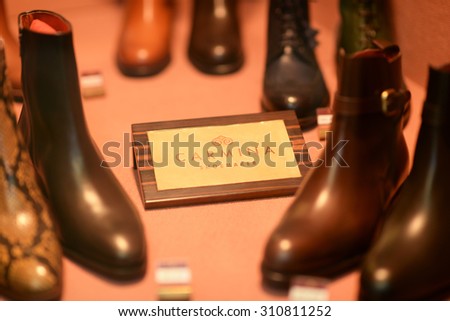 PALMA, MALLORCA - JULY 29, 2015: Shop and the logo of the brand \