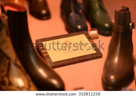 PALMA, MALLORCA - JULY 29, 2015: Shop and the logo of the brand \