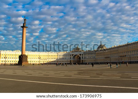 Alexander Column at the Palace Square in Saint Petersburg, Russia