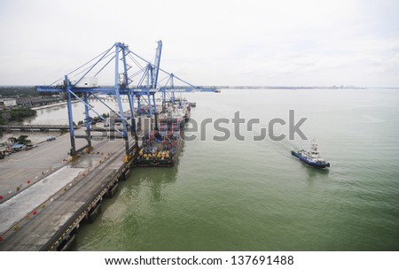 KLANG-MALAYSIA, FEB. 29: The Port of North Port on Feb. 29, Klang. It is one of the world\'s ten busiest ports located on the Malacca strait Sea in the vicinity of Klang, Malaysia