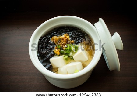 Tofu hot soup in cup,Soup Chinese style
