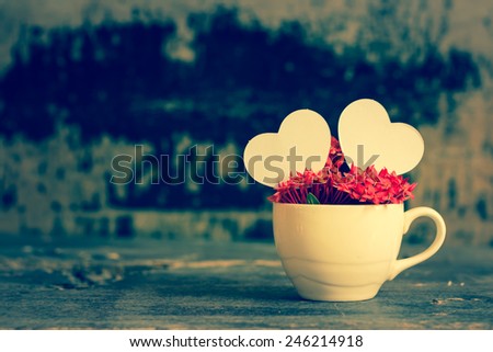 Still life with love.hearts and flower cup