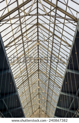 roof of hanger made by metal beams